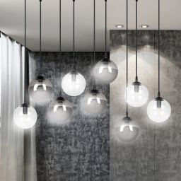 Emibig Cosmo lampa wisząca 9x10 W czarna-przezroczysta-grafitowa 714/9M2