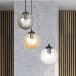 Emibig Cosmo lampa wisząca 3x10 W czarna-przezroczysta-bursztynowa-grafitowa 714/3PREM