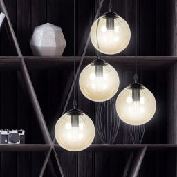Emibig Cosmo lampa wisząca 4x10 W czarna-bursztynowa 713/4PREM