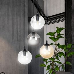 Emibig Cosmo lampa wisząca 4x10 W czarna-przezroczysta-bursztynowa-grafitowa 714/4PREM