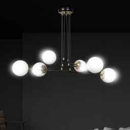 Emibig Ognis lampa wisząca 6x10 W czarna-złota-mleczna 966/6