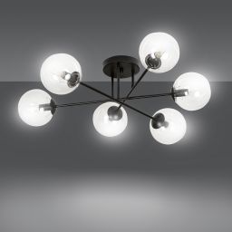 Emibig Brendi lampa podsufitowa 6x10 W czarna-przezroczysta 831/6B