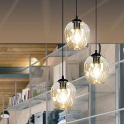 Emibig Istar lampa wisząca 3x15 W czarna-bursztynowa 681/3PREM