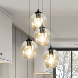 Emibig Istar lampa wisząca 4x15 W czarna-bursztynowa 681/4PREM