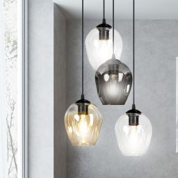 Emibig Istar lampa wisząca 4x15 W czarna-przezroczysta-bursztynowa-grafitowa 682/4PREM