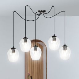 Emibig Level lampa wisząca 5x15 W czarna-przezroczysta 756/5