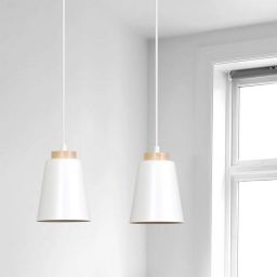 Emibig Bolero lampa wisząca 1x15 W biała-drewno 443/1