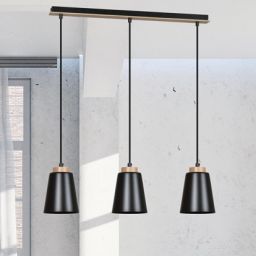 Emibig Bolero lampa wisząca 3x15 W czarna-drewno 442/3