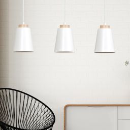 Emibig Bolero lampa wisząca 3x15 W biała-drewno 443/3