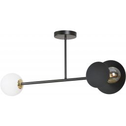 Emibig Minerva lampa podsufitowa 2x15 W biała-czarna-złota 612/2