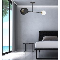 Emibig Minerva lampa podsufitowa 2x15 W biała-czarna-złota 612/2