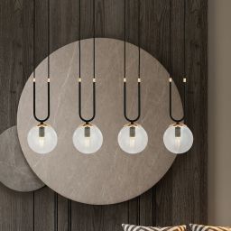 Emibig Glam lampa wisząca 4x10 W czarna-przezroczysta 1114/4