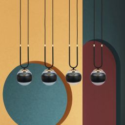 Emibig Glam Stripe lampa wisząca 4x10 W czarna-przezroczysta 1113/4