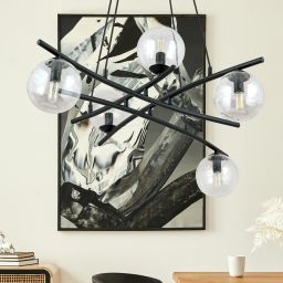 Emibig Essa lampa wisząca 5x10 W czarna-przezroczysta 1202/5