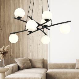 Emibig Essa lampa wisząca 8x10 W biała-czarna 1201/8