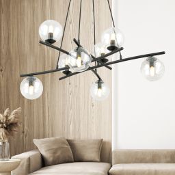 Emibig Essa lampa wisząca 8x10 W czarna-przezroczysta 1202/8