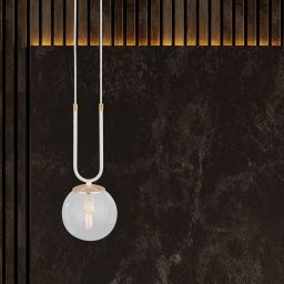 Emibig Glam lampa wisząca 1x10 W biała-przezroczysta 1116/1