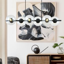 Emibig Rory lampa wisząca 6x10 W czarna-przezroczysta 1206/6