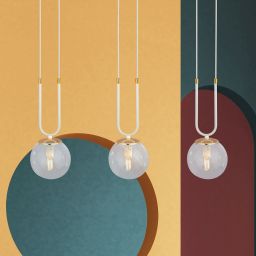 Emibig Glam lampa wisząca 3x10 W biała-przezroczysta 1116/3