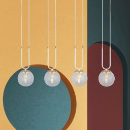 Emibig Glam lampa wisząca 4x10 W biała-przezroczysta 1116/4