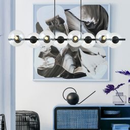 Emibig Rory lampa wisząca 8x10 W czarna-przezroczysta 1206/8