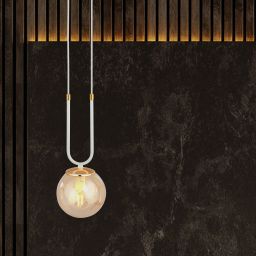 Emibig Glam lampa wisząca 1x10 W biała-bursztynowa 1117/1