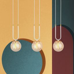 Emibig Glam lampa wisząca 3x10 W biała-bursztynowa 1117/3