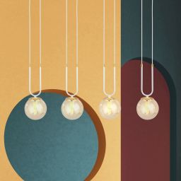 Emibig Glam lampa wisząca 4x10 W biała-bursztynowa 1117/4