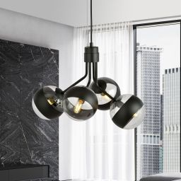 Emibig Nova Stripe lampa wisząca 4x10 W czarna-przezroczysta 1139/4