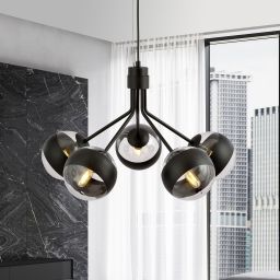 Emibig Nova Stripe lampa wisząca 5x10 W czarna-przezroczysta 1139/5