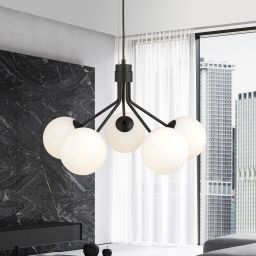 Emibig Nova lampa wisząca 5x10 W czarna-opal 1138/5