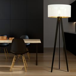 Emibig Aston lampa stojąca 1x15 W biała-czarna-złota 1147/LP1