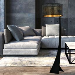 Emibig Estrella lampa stojąca 1x15 W czarna-złota 1156/LP1