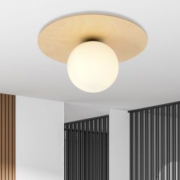 Emibig Kenzo lampa podsufitowa 1x10 W drewno-opal 1142/1B