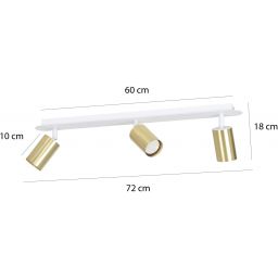 Emibig Zen lampa podsufitowa 3x8 W biała-złota 623/3