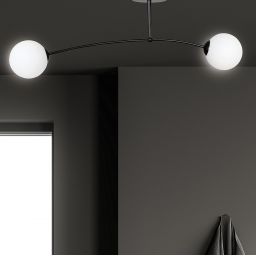 Emibig Pregos lampa podsufitowa 2x10 W czarna-mleczny 670/2