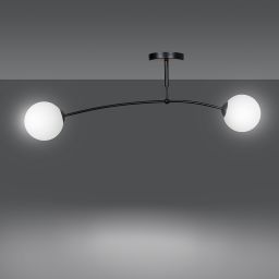 Emibig Pregos lampa podsufitowa 2x10 W czarna-mleczny 670/2