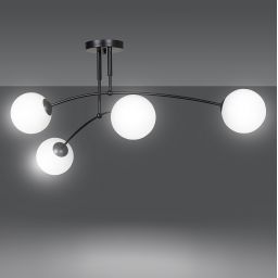 Emibig Pregos lampa podsufitowa 4x10 W czarna-mleczny 670/4