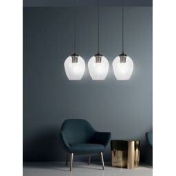 Emibig Istar lampa wisząca 3x15 W czarna-przezroczysta 679/3