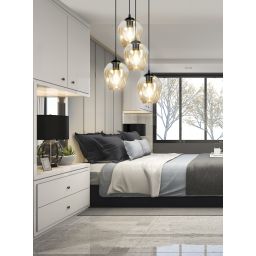 Emibig Istar lampa wisząca 4x15 W czarna-bursztynowa 681/4PREM