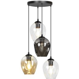 Emibig Istar lampa wisząca 4x15 W czarna-przezroczysta-bursztynowa-grafitowa 682/4PREM