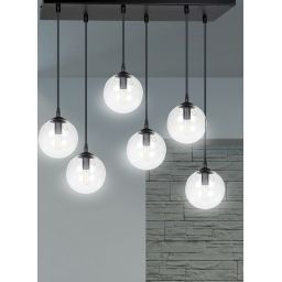 Emibig Cosmo lampa wisząca 6x10 W czarna-przezroczysta 711/6
