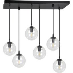 Emibig Cosmo lampa wisząca 6x10 W czarna-przezroczysta 711/6