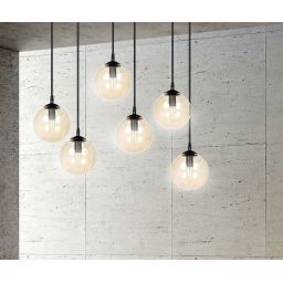 Emibig Cosmo lampa wisząca 6x10 W czarna-bursztynowa 713/6