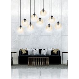Emibig Cosmo lampa wisząca 9x10 W czarna-bursztynowa 713/9