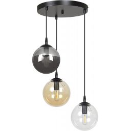 Emibig Cosmo lampa wisząca 3x10 W czarna-przezroczysta-bursztynowa-grafitowa 714/3PREM