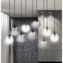 Emibig Cosmo lampa wisząca 9x10 W czarna-przezroczysta-grafitowa 714/9M2