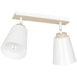 Emibig Atlas lampa podsufitowa 2x15 W biała-drewno 724/2