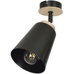 Emibig Atlas lampa podsufitowa 1x15 W czarna-drewno 725/1