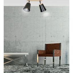 Emibig Atlas lampa podsufitowa 2x15 W czarna-drewno 725/2